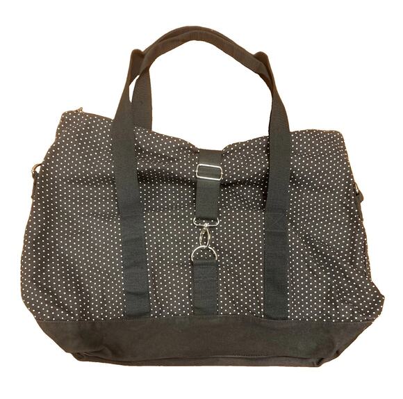 Thirty-One Handbags - 31 Dancing Dots Fold Over Weekender Tote Bag Brown Travel Boho NO LONG STRAP